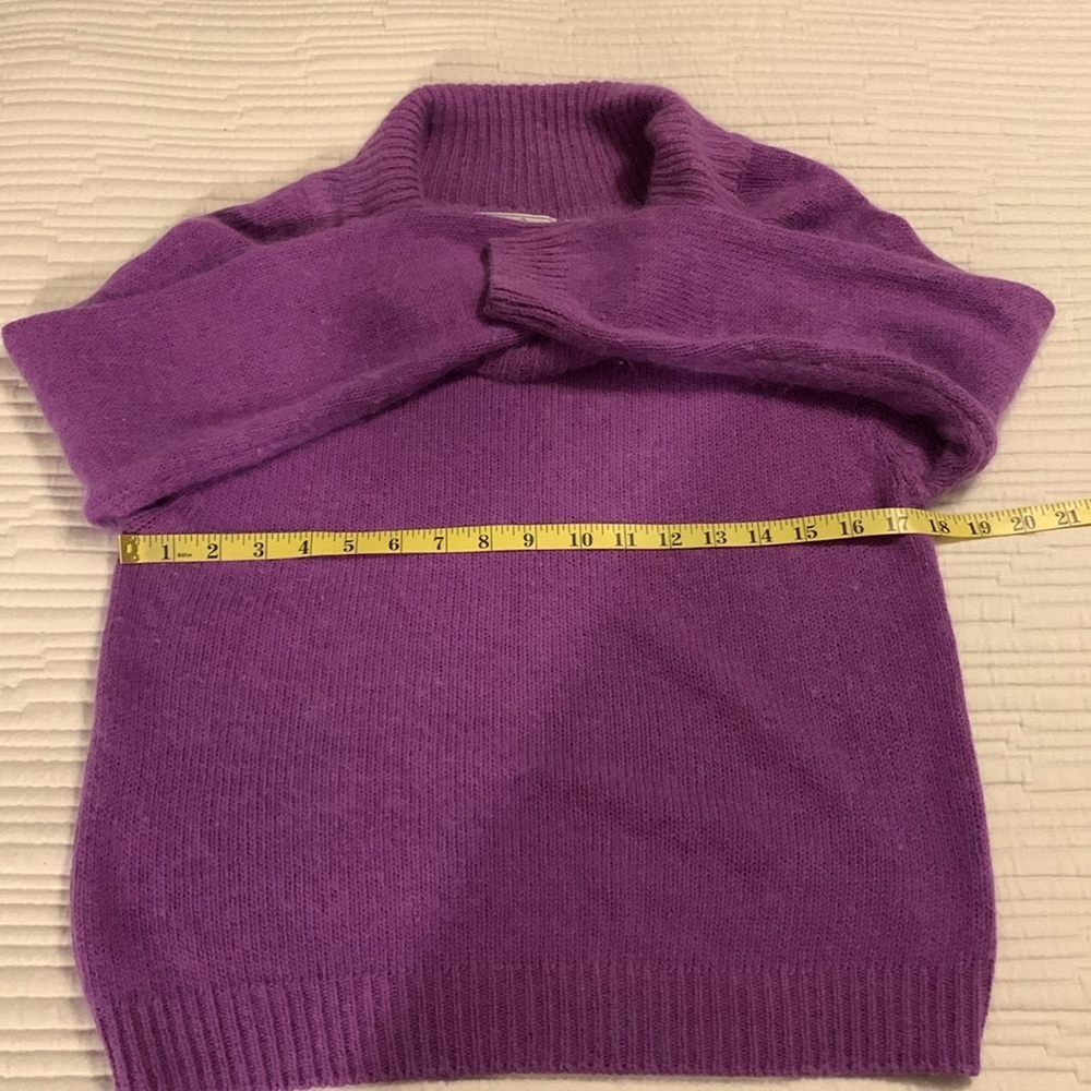 Vintage Nuggets Coquette Silk Angora Lambswool Cow Neck Purple Sweater Small - Picture 9 of 10